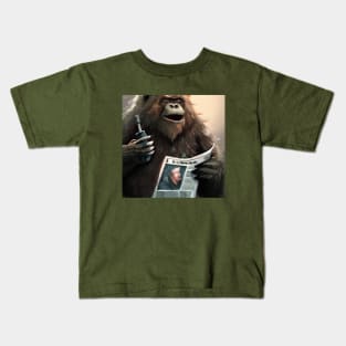 Bigfoot is Vaping While Reading the Newspaper Kids T-Shirt